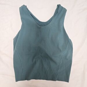 Janji Teal Green Run Everywhere Groundwork Knit Y Back Long Sports Bra